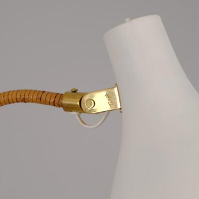 Paavo Tynell Nordic Modern Paavo Tynell Floor Lamp 9603 White Brass Rattan Taito 1950s
