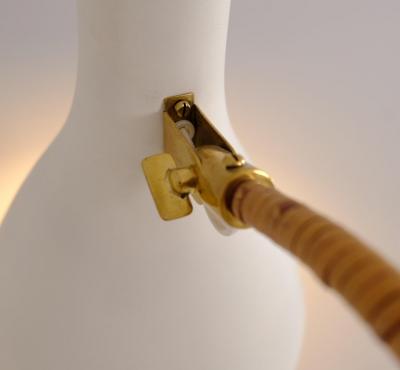 Paavo Tynell Nordic Modern Paavo Tynell Floor Lamp 9603 White Brass Rattan Taito 1950s