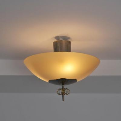 Paavo Tynell Nordic Modern Paavo Tynell Flush Mount Perforated Brass Glass Taito 1940s