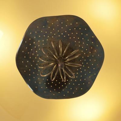 Paavo Tynell Nordic Modern Paavo Tynell Flush Mount Perforated Brass Glass Taito 1940s