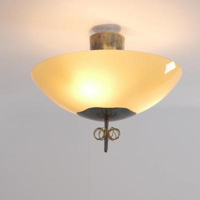 Paavo Tynell Nordic Modern Paavo Tynell Flush Mount Perforated Brass Glass Taito 1940s