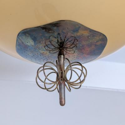 Paavo Tynell Nordic Modern Paavo Tynell Flush Mount Perforated Brass Glass Taito 1940s
