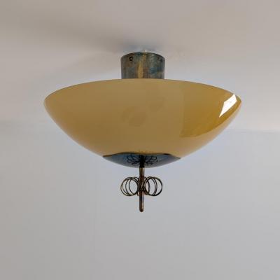 Paavo Tynell Nordic Modern Paavo Tynell Flush Mount Perforated Brass Glass Taito 1940s