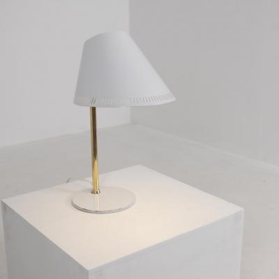 Paavo Tynell Paavo Tynell Adjustable Table Lamp Model 9227 in White and Brass Idman 1950s