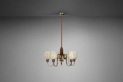 Paavo Tynell Paavo Tynell Brass Chandelier for Oy Taito AB Finland 1930s