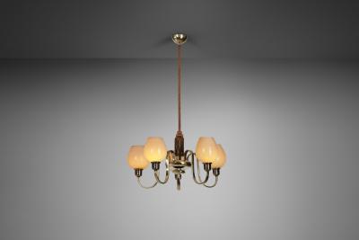 Paavo Tynell Paavo Tynell Brass Chandelier for Oy Taito AB Finland 1930s