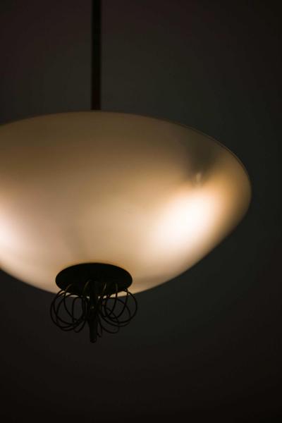 Paavo Tynell Paavo Tynell Brass Glass Ceiling Lamp by Taito Oy 1950s
