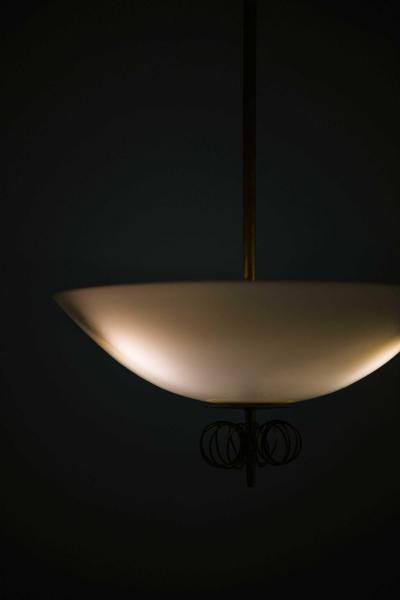 Paavo Tynell Paavo Tynell Brass Glass Ceiling Lamp by Taito Oy 1950s