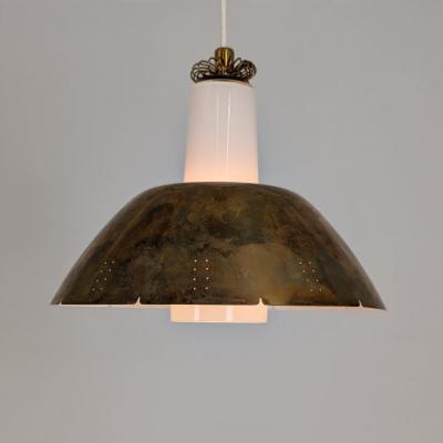 Paavo Tynell Paavo Tynell Brass Opal Glass Ceiling Pendant Model K2 20 Idman 1950s