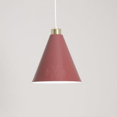 Paavo Tynell Paavo Tynell Brass Perforated Red Metal Ceiling Light Model K2 58 Idman 1950s
