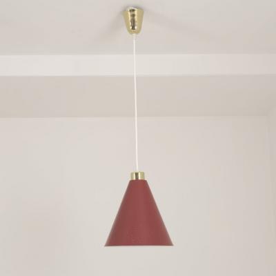 Paavo Tynell Paavo Tynell Brass Perforated Red Metal Ceiling Light Model K2 58 Idman 1950s