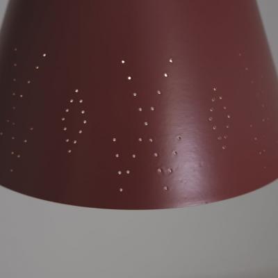 Paavo Tynell Paavo Tynell Brass Perforated Red Metal Ceiling Light Model K2 58 Idman 1950s