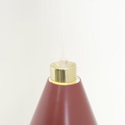 Paavo Tynell Paavo Tynell Brass Perforated Red Metal Ceiling Light Model K2 58 Idman 1950s