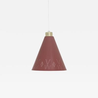 Paavo Tynell Paavo Tynell Brass Perforated Red Metal Ceiling Light Model K2 58 Idman 1950s