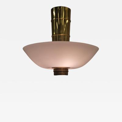 Paavo Tynell Paavo Tynell Canon Shell Ceiling Lamp Model 9053 in Brass and Glass Idman 1950s