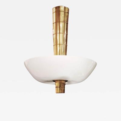 Paavo Tynell Paavo Tynell Ceiling Lamp Cannon Shell 9053 in Brass and Glass Idman 1950s