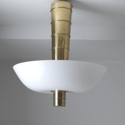 Paavo Tynell Paavo Tynell Ceiling Lamp Cannon Shell 9053 in Brass and Glass Idman 1950s