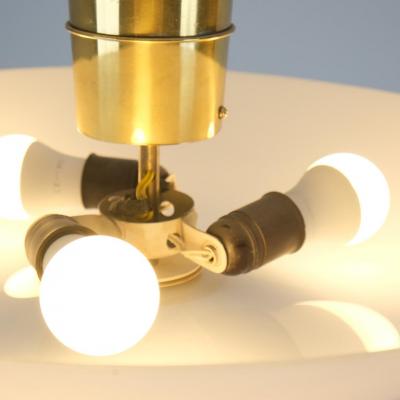 Paavo Tynell Paavo Tynell Ceiling Lamp Cannon Shell 9053 in Brass and Glass Idman 1950s