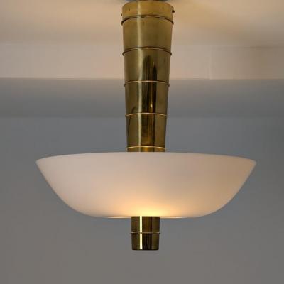 Paavo Tynell Paavo Tynell Ceiling Lamp Cannon Shell 9053 in Brass and Glass Idman 1950s