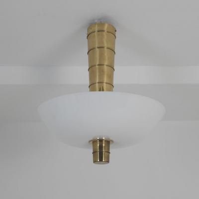 Paavo Tynell Paavo Tynell Ceiling Lamp Cannon Shell 9053 in Brass and Glass Idman 1950s