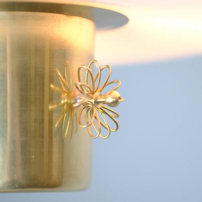 Paavo Tynell Paavo Tynell Ceiling Lamp Cannon Shell Model 9040 Brass Opaline Idman 1950s