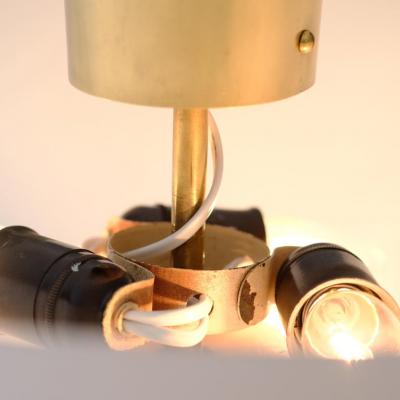 Paavo Tynell Paavo Tynell Ceiling Lamp Cannon Shell Model 9040 Brass Opaline Idman 1950s