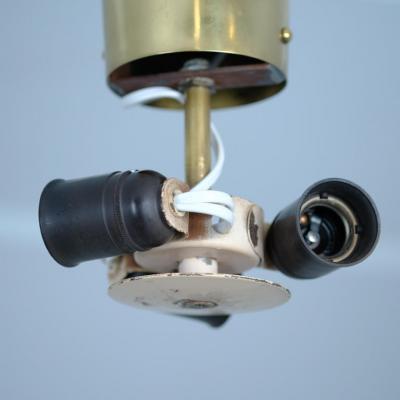 Paavo Tynell Paavo Tynell Ceiling Lamp Cannon Shell Model 9040 Brass Opaline Idman 1950s