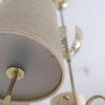 Paavo Tynell Paavo Tynell Chandelier Model 9030 in Brass Original Shades Taito 1940s