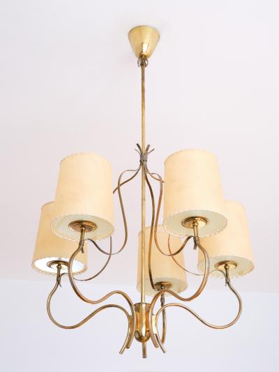 Paavo Tynell Paavo Tynell Chandelier in Brass and Parchment Model 9001 Taito Finland 1940s