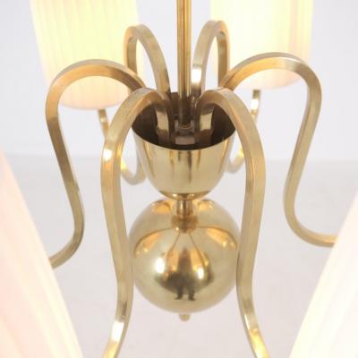 Paavo Tynell Paavo Tynell Commissioned Chandelier in Brass Fabric Taito 1940s