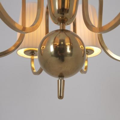 Paavo Tynell Paavo Tynell Commissioned Chandelier in Brass Fabric Taito 1940s