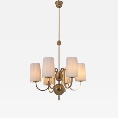 Paavo Tynell Paavo Tynell Commissioned Chandelier in Brass Fabric Taito 1940s