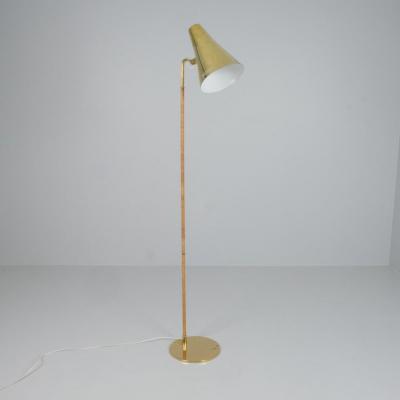 Paavo Tynell Paavo Tynell Floor Lamp Model K10 9 9628 in Full Brass Rattan Taito 1950s