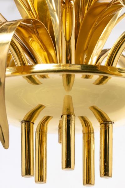 Paavo Tynell Paavo Tynell Floral Themed Brass Blown Glass Chandelier for Glash tte Limburg