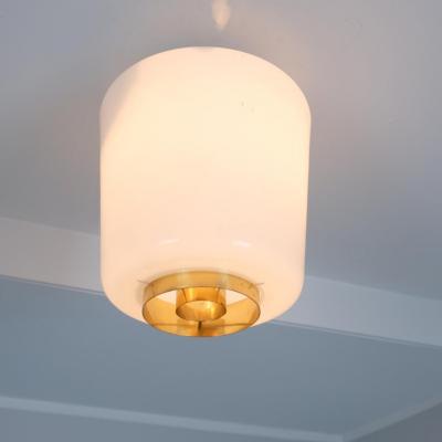 Paavo Tynell Paavo Tynell Flush Mount Model A 2 10 in Brass Opaline Glass Idman 1950s