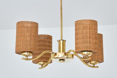 Paavo Tynell Paavo Tynell Four Arm Brass Chandelier Model 1444 Taito OY Finland 1930s