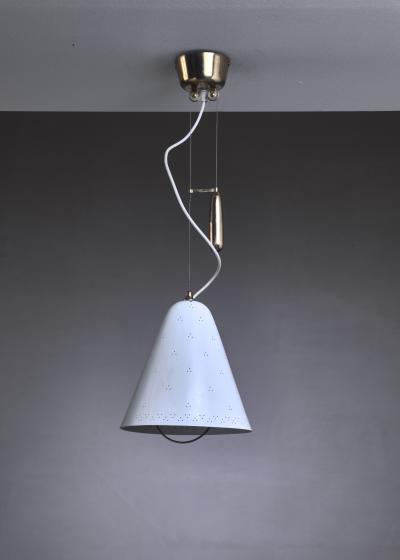 Paavo Tynell Paavo Tynell Height Adjustable Counterweight Chandelier In White Finland 1950s