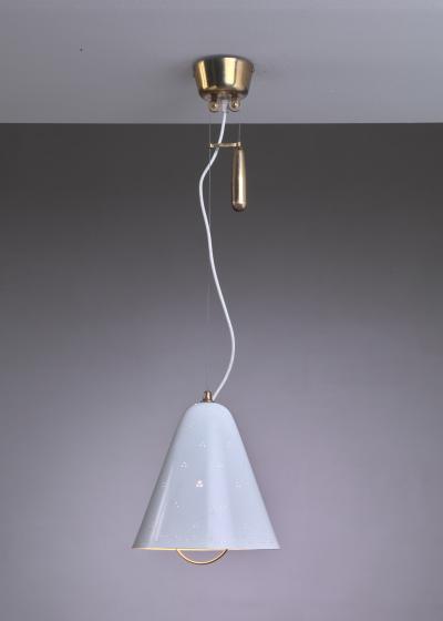 Paavo Tynell Paavo Tynell Height Adjustable Counterweight Chandelier In White Finland 1950s
