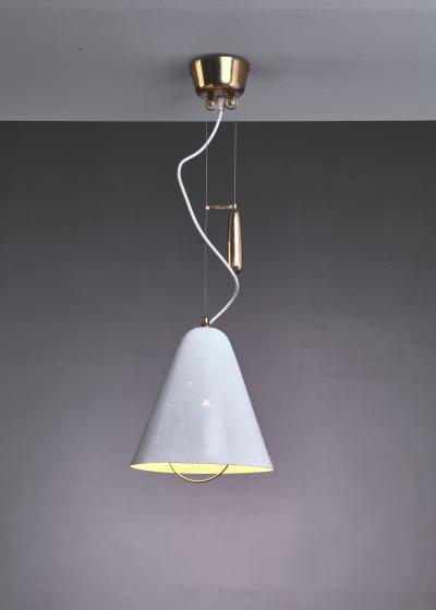 Paavo Tynell Paavo Tynell Height Adjustable Counterweight Chandelier In White Finland 1950s