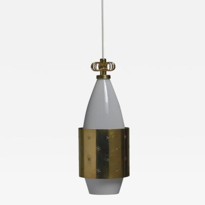 Paavo Tynell Paavo Tynell K2 12 Opaline Glass and Brass Pendant for Idman Finland