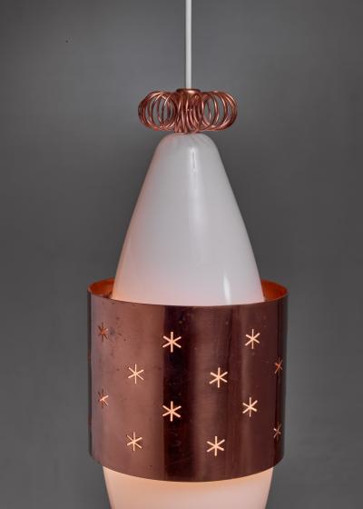 Paavo Tynell Paavo Tynell K2 12 Opaline Glass and Copper Pendant for Idman