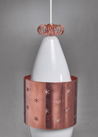 Paavo Tynell Paavo Tynell K2 12 Opaline Glass and Copper Pendant for Idman