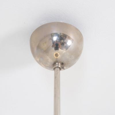 Paavo Tynell Paavo Tynell Minimalist Pendant 1602 Chromed Metal Opaline Glass Idman 1950s