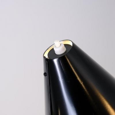 Paavo Tynell Paavo Tynell Nuns Hat Floor Lamp in Black Brass and Rattan Idman 1950s