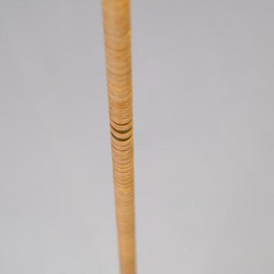 Paavo Tynell Paavo Tynell Nuns Hat Floor Lamp in Black Brass and Rattan Idman 1950s