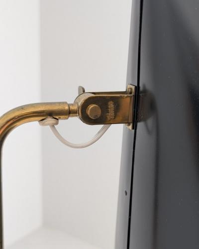 Paavo Tynell Paavo Tynell Nuns Hat Floor Lamp in Black Brass and Rattan Idman 1950s