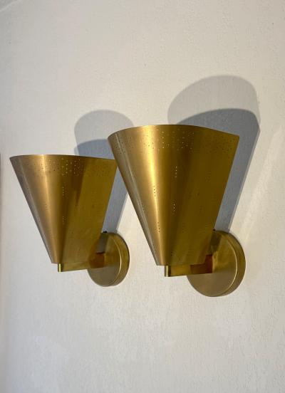 Paavo Tynell Paavo Tynell Pair of Model K8 11 Brass Wall Lamps for Taito 1950s