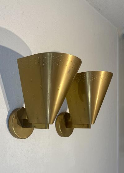 Paavo Tynell Paavo Tynell Pair of Model K8 11 Brass Wall Lamps for Taito 1950s