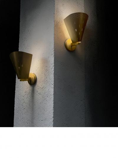 Paavo Tynell Paavo Tynell Pair of Model K8 11 Brass Wall Lamps for Taito 1950s