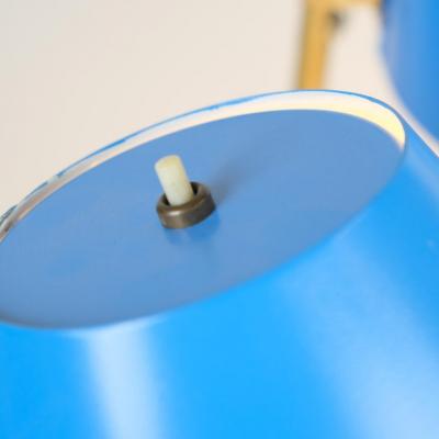 Paavo Tynell Paavo Tynell Pair of Table Lamps Model 9227 in Brass Blue Idman 1950s
